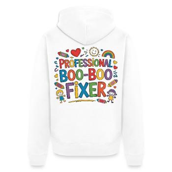 Pediatric Nurse Professional Boo-Boo Fixer Peds RN - Unisex Premium Organic Zip Hoodie - white - Back - Thijin (182cm)