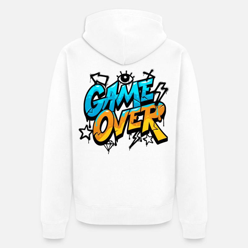 Game Over Graffiti Neon Gradient - Veste à capuche bio Premium Unisexe - blanc