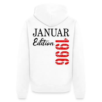 31. Geburtstag - Januar 1996 - Unisex Premium Bio Zip Hoodie - Weiß - Hinten - Thijin (182cm)