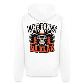 Line Dance Skull Cowboy NA KLAR - Unisex Premium Bio Zip Hoodie - Weiß - Hinten - Thijin (182cm)
