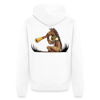 Tribal-Pferd Trompeter Illustration - Unisex Premium Bio Zip Hoodie - Weiß - Hinten - Thijin (182cm)