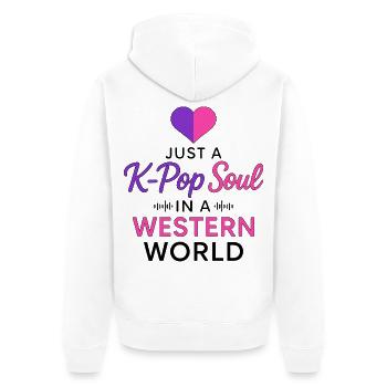 Juste une âme K Pop dans un monde occidental - Veste à capuche bio Premium Unisexe - blanc - Dos - Thijin (182cm)
