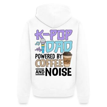 K Pop Dad Powered By Coffee And Noise - Unisex Premium Organic Zip Hoodie - white - Back - Thijin (182cm)