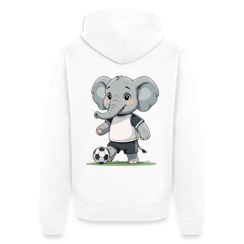 Elefant Fußballkicker - Unisex Premium Bio Zip Hoodie - Weiß - Hinten - Thijin (182cm)