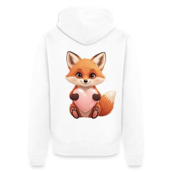 Süßer Fuchs mit Herz - Unisex Premium Bio Zip Hoodie - Weiß - Hinten - Thijin (182cm)