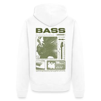 Bassgitarrenliebhaber Bassist Streetwear - Unisex Premium Bio Zip Hoodie - Weiß - Hinten - Thijin (182cm)