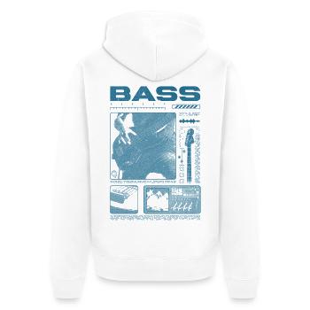Bassgitarrenliebhaber Bassist Streetwear - Unisex Premium Bio Zip Hoodie - Weiß - Hinten - Thijin (182cm)