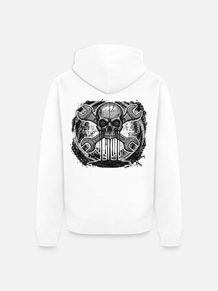 Mechanic Skull – Industrial Workshop - Unisex Premium Organic Zip Hoodie - white
