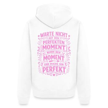 Don't wait – seize the moment - Unisex Premium Organic Zip Hoodie - white - Back - Thijin (182cm)
