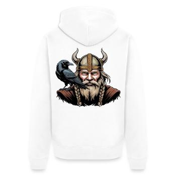 Viking Viking Legend Sailor Odin Raven Fighter - Unisex Premium Organic Zip Hoodie - white - Back - Thijin (182cm)