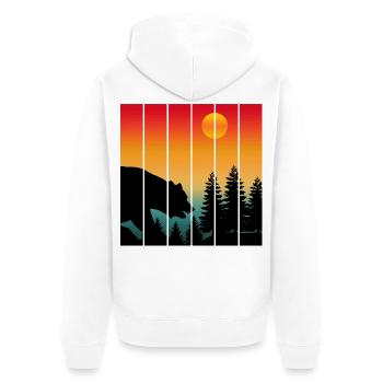 FAUNE DES OURS AU COUCHER DU SOLEIL NATURE - Veste à capuche bio Premium Unisexe - blanc - Dos - Thijin (182cm)