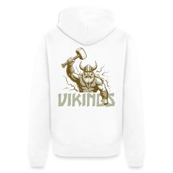 Viking Viking Legend Sailor Odin Raven Fighter - Unisex Premium Organic Zip Hoodie - white - Back - Thijin (182cm)