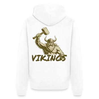 Viking Viking Legend Sailor Odin Raven Fighter - Unisex Premium Organic Zip Hoodie - white - Back - Thijin (182cm)