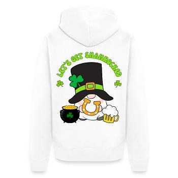 Lass uns den Kleeblatt bekommen, Leprechaun Tee - Unisex Premium Bio Zip Hoodie - Weiß - Hinten - Thijin (182cm)