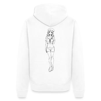 Pin-up Matrosin Marine Retro Look - Unisex Premium Bio Zip Hoodie - Weiß - Hinten - Thijin (182cm)