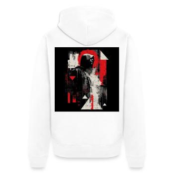Hooded Echo Geometric Neon - Unisex Premium Bio Zip Hoodie - Weiß - Hinten - Thijin (182cm)