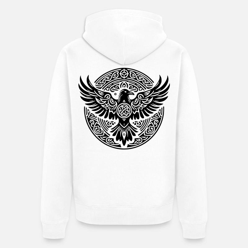 Corbeau triskel - Silence noir - Veste à capuche bio Premium Unisexe - blanc
