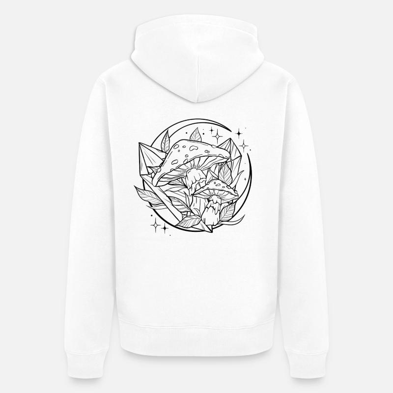 Witchy Toadstool with Magic Crystal - Unisex Premium Organic Zip Hoodie - white