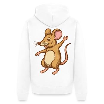 Souris mignonne qui danse saute heureuse drôle heureuse - Veste à capuche bio Premium Unisexe - blanc - Dos - Thijin (182cm)