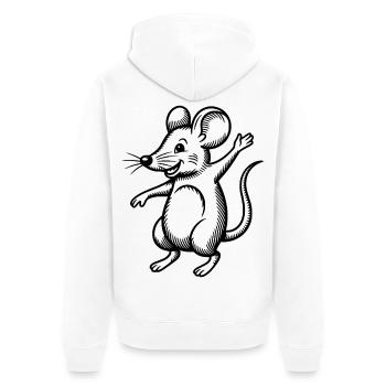Mouse Dancing Jumping Laughing Jumping Waving Celebrating - Unisex Premium Organic Zip Hoodie - white - Back - Thijin (182cm)