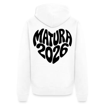 Matura 2026 Herz - Unisex Premium Bio Zip Hoodie - Weiß - Hinten - Thijin (182cm)