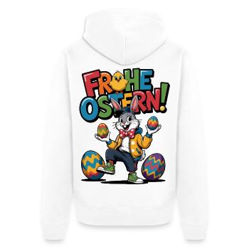 Frohe Ostern Bunny Cartoon - Unisex Premium Bio Zip Hoodie - Weiß - Hinten - Thijin (182cm)