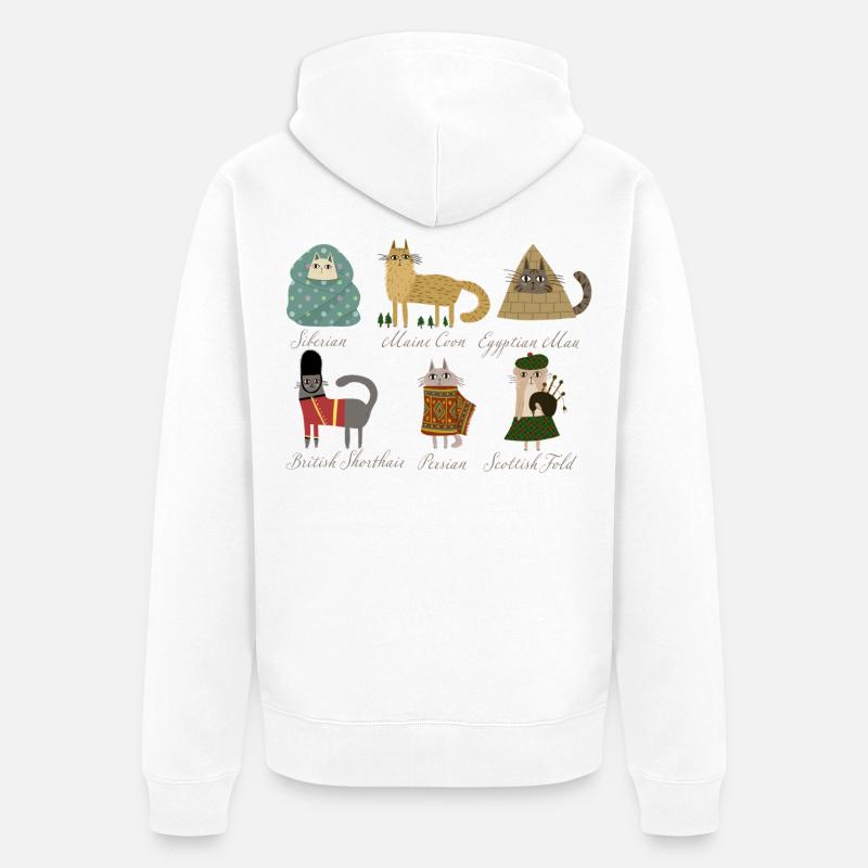 Races de chats - Veste à capuche bio Premium Unisexe - blanc