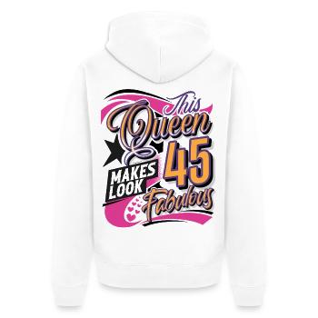 Reine du 45e anniversaire - Veste à capuche bio Premium Unisexe - blanc - Dos - Thijin (182cm)