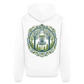 Disc-Golf-Korb in Woodland Scene Art - Unisex Premium Bio Zip Hoodie - Weiß - Hinten - Thijin (182cm)