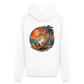 Lustiges Känguru am Strand, Sommerurlaub Sonnenuntergang - Unisex Premium Bio Zip Hoodie - Weiß - Hinten - Thijin (182cm)