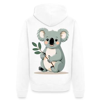 Small koala with a leaf branch - Unisex Premium Organic Zip Hoodie - white - Back - Thijin (182cm)