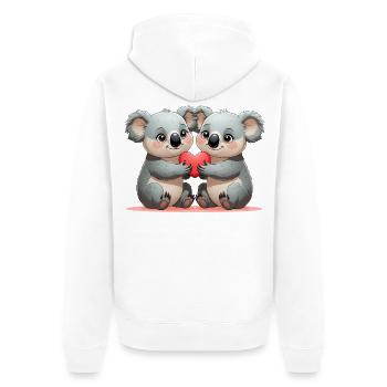 Koalas mit Herz: Freundschaft - Unisex Premium Bio Zip Hoodie - Weiß - Hinten - Thijin (182cm)