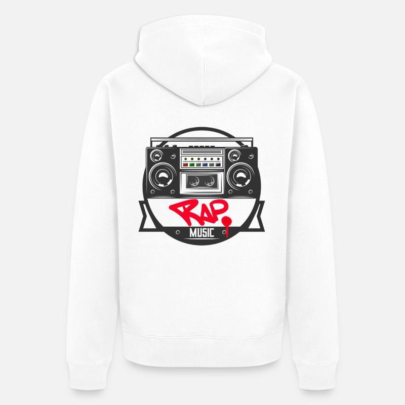 Jukebox Rap Logo Ghetto Blaster Graffiti - Veste à capuche bio Premium Unisexe - blanc