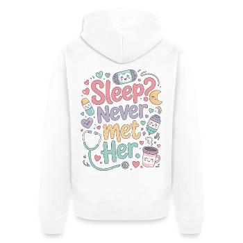 ICU Nurse Sleep Never Met Her Intensive Care - Unisex Premium Bio Zip Hoodie - Weiß - Hinten - Thijin (182cm)