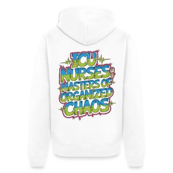 Infirmières en soins intensifs Masters en soins aigus organisés du chaos - Veste à capuche bio Premium Unisexe - blanc - Dos - Thijin (182cm)