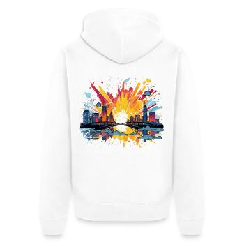 Feux d’artifice urbains Skyline Spritz - Veste à capuche bio Premium Unisexe - blanc - Dos - Thijin (182cm)