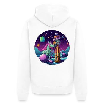 Galactic Unicorn Reading Storm - Unisex Premium Organic Zip Hoodie - white - Back - Thijin (182cm)