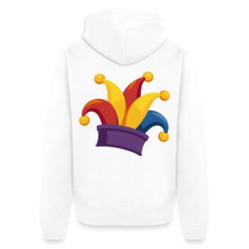 Klassische Narrenkappe für Karneval und Fasching - Unisex Premium Bio Zip Hoodie - Weiß - Hinten - Thijin (182cm)