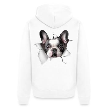 Bouledogue français - Veste à capuche bio Premium Unisexe - blanc - Dos - Thijin (182cm)