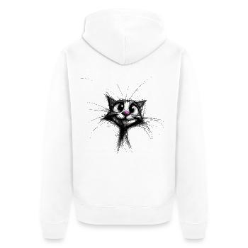 Süße Katzen im Skizzenlook - Unisex Premium Bio Zip Hoodie - Weiß - Hinten - Thijin (182cm)