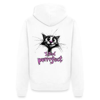 Super süße Katze - I feel purrrfect - Unisex Premium Bio Zip Hoodie - Weiß - Hinten - Thijin (182cm)
