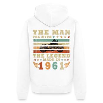 Vintage 1961 Born Motorcycle Birthday Gift - Unisex Premium Organic Zip Hoodie - white - Back - Thijin (182cm)