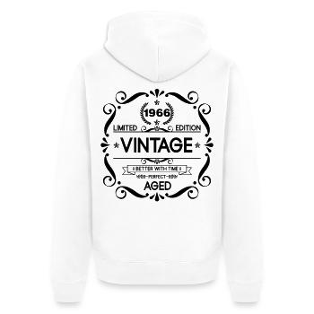 Vintage Limited Edition Born in 1966 Perfect Aged - Unisex Premium Organic Zip Hoodie - white - Back - Thijin (182cm)