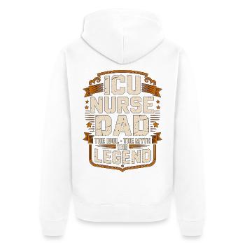 Infirmier en soins intensifs Papa L’idole Le mythe Les soins intensifs - Veste à capuche bio Premium Unisexe - blanc - Dos - Thijin (182cm)
