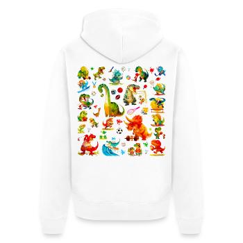 Cute Sports Dino Pattern, Dino Championship - Unisex Premium Organic Zip Hoodie - white - Back - Thijin (182cm)