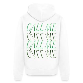 Call Me Neon Typography Statement - Unisex Premium Organic Zip Hoodie - white - Back - Thijin (182cm)
