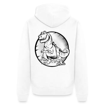 T Rex Gamer - Unisex Premium Bio Zip Hoodie - Weiß - Hinten - Thijin (182cm)