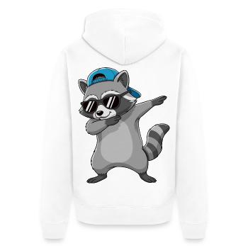 Cool Dabbing Raccoon Sonnenbrillen-Cartoon-Kunst - Unisex Premium Bio Zip Hoodie - Weiß - Hinten - Thijin (182cm)