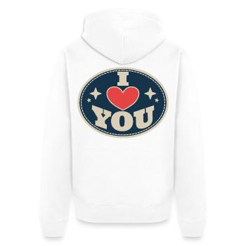 I Love You – Country Love Heart Valentin's Tag - Unisex Premium Bio Zip Hoodie - Weiß - Hinten - Thijin (182cm)