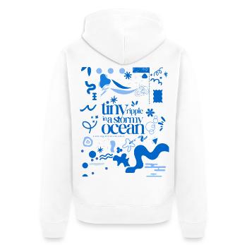 Petite ondulation dans un océan orageux (schéma chargé) - Veste à capuche bio Premium Unisexe - blanc - Dos - Thijin (182cm)